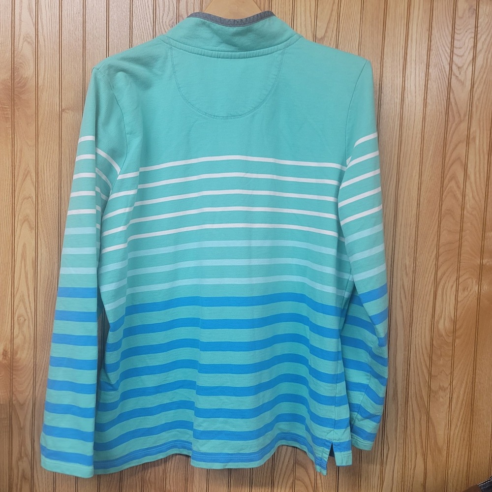 LL Bean Womens XL Teal Blue Ombre Coastal Preppy Gorpcore Heritage Pullover - Picture 2 of 7